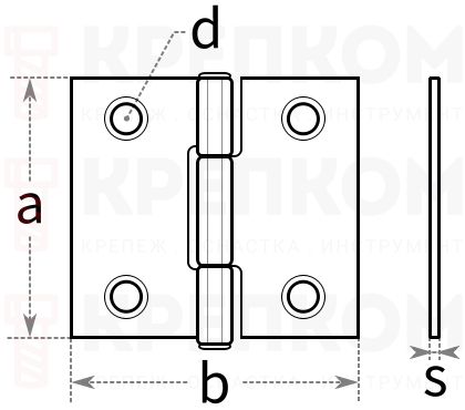 Петля дверная - схема, чертеж