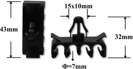 Клипса автомобильная для проводов и трубок AS-1018 - схема