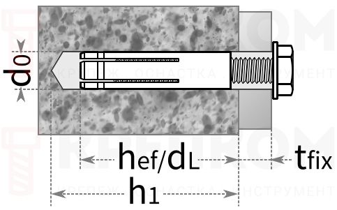 Анкер латунный забивной (цанга) Metrix TOX - схема