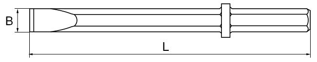 Зубило плоское для пневматических отбойных молотков 30x400 мм, хвостовик 6 граней 25x108 мм, Rennsteig RE-24240000 - схема, чертеж