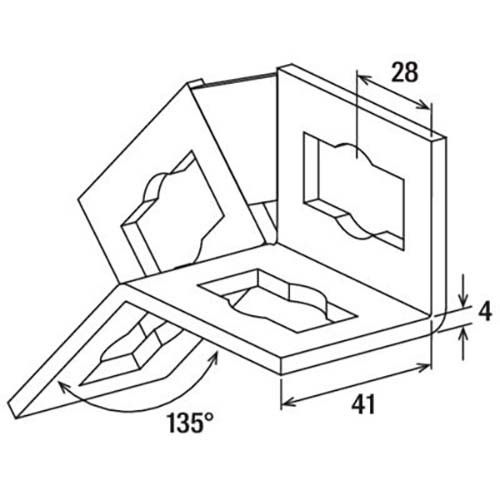 Универсальный уголок для профиля FUS Fischer PUWS 2 /135°-схема