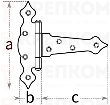 Петля декоративная Domax ZTO - схема, чертеж