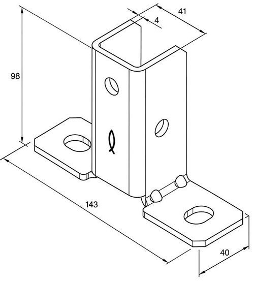 Фланец для профиля FI 50V Fischer FI-UBP 569525, цинк-ламельное покрытие