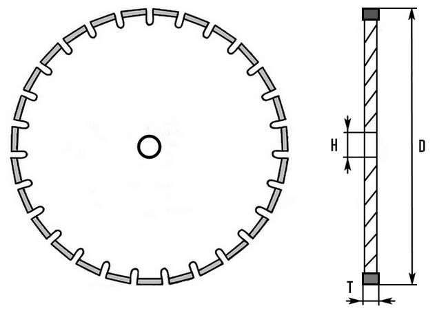 Диск алмазный по бетону DRONCO B4 LT56 - схема, чертеж