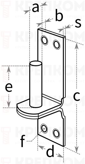 Ось петли с пластиной - схема, чертеж
