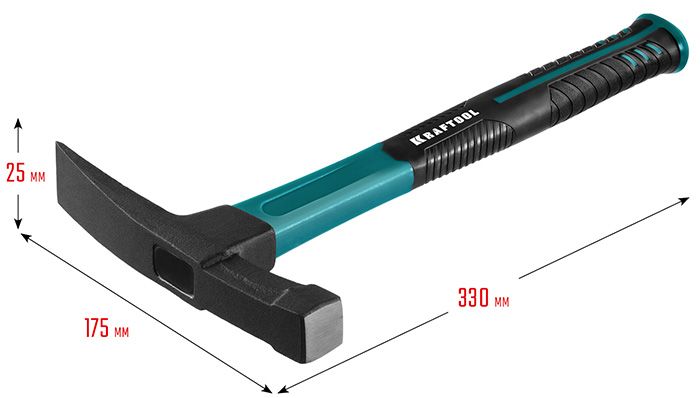 Молоток каменщика 600 г Fiberglass Kraftool 20192 - размеры