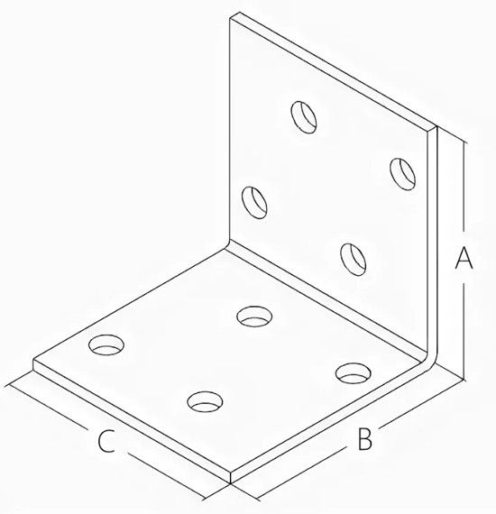 Равносторонний крепежный уголок KUR СПК схема