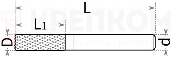  Борфреза твердосплавная UC Nano Blue №721, форма B - схема, чертеж