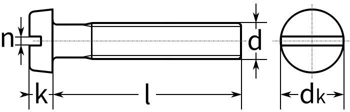 Винт с цилиндрической головкой М3х16 DIN 84 - схема