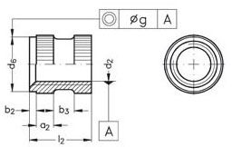 Втулка резьбовая со сквозным отверстием DIN 16903 D, латунь - схема