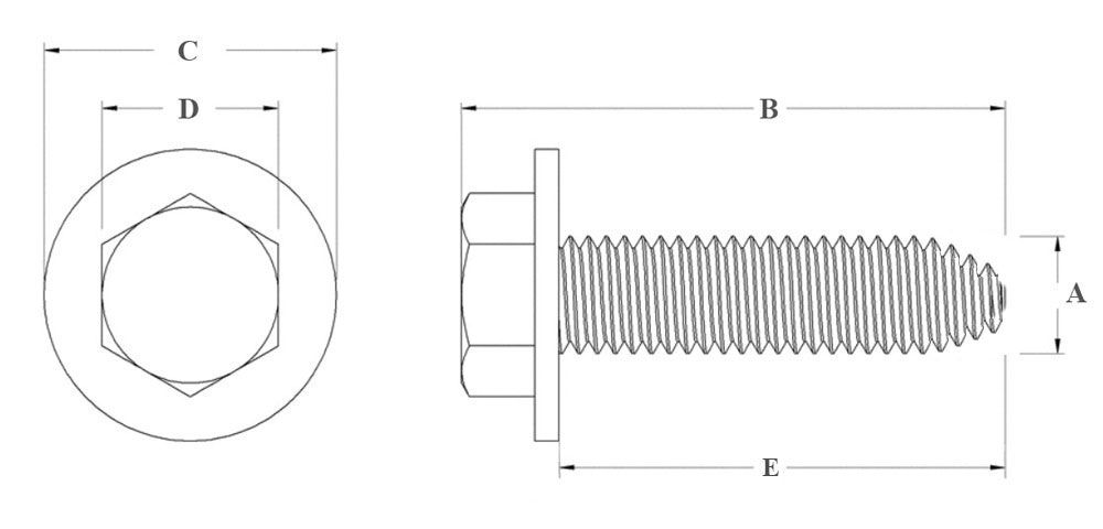 Болт шестигранный М8х1,25х25 мм с шайбами SN-10107 - схема, чертеж