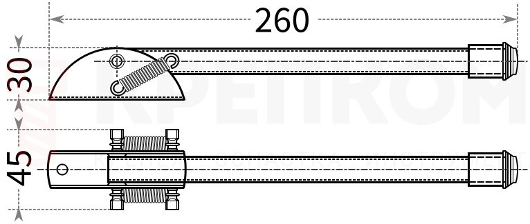Упор для ворот гаража Domax - схема, чертеж