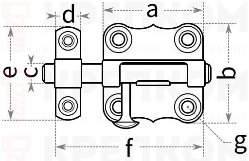 Шпингалет декоративный - схема, чертеж