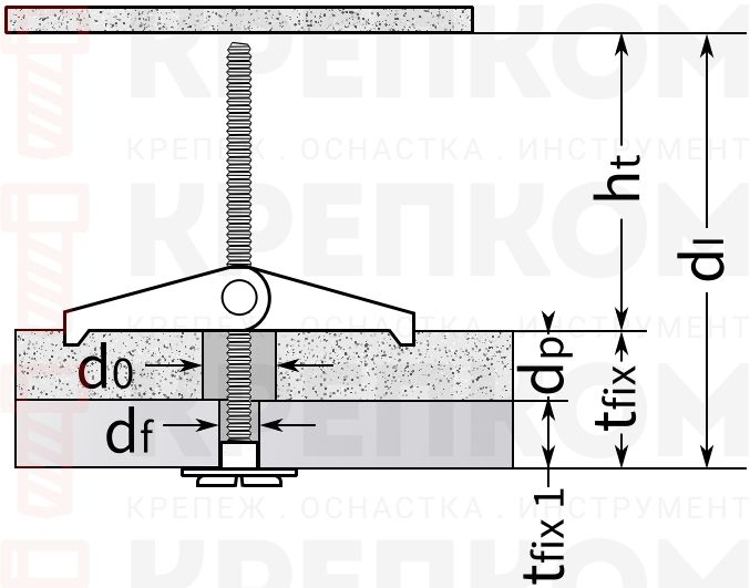 Дюбель пружинно-рычажный Spagat TOX - схема