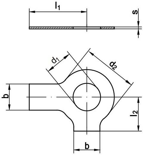 Шайба стопорная с двумя лапками DIN 463 - схема