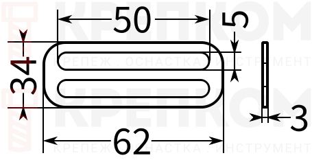 Фиксатор строп 62х34 мм 8496 - схема, чертеж