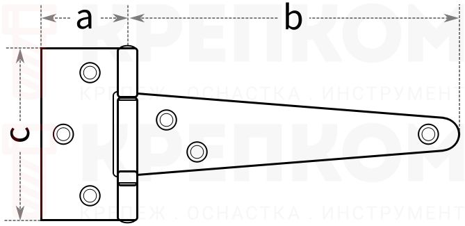 Петля воротная Domax ZT - схема, чертеж