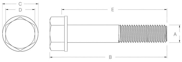 Болт шестигранный М10х1,25х65 мм с шайбой SN-10230 - схема, чертеж
