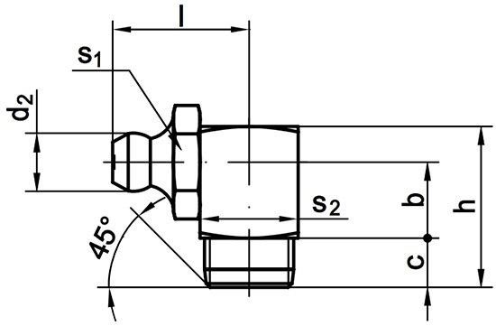 Пресс-масленка DIN 71412 form C угловая 90° - схема