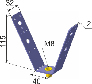 Кронштейн КПНП с заклепкой М8, оцинкованная сталь - размеры