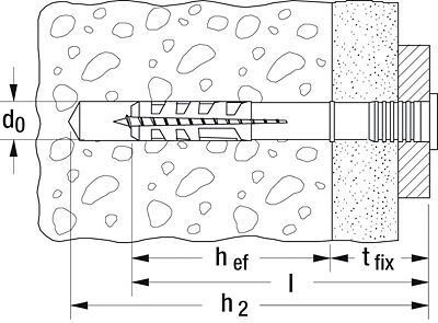 Дюбель-гвоздь FISCHER N-F - схема, чертеж