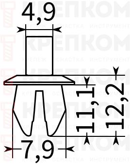 Клипса автомобильная нажимная 947 - схема, чертеж