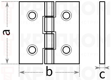 Петля дверная для сундуков и люков Domax ZS 25 - схема, чертеж