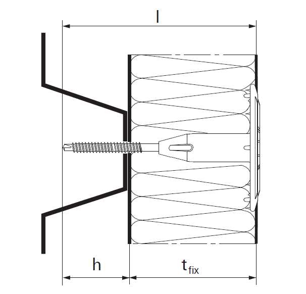 Дюбель винтовой Fischer TERMOFIX B - схема, чертеж