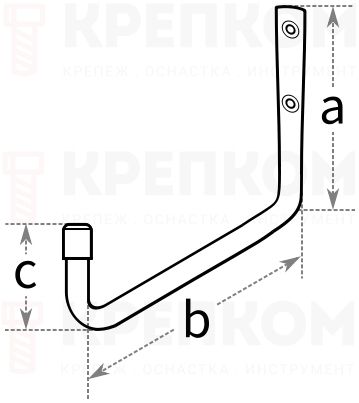 Крюк одиночный гаражный тип U Domax - схема, чертеж