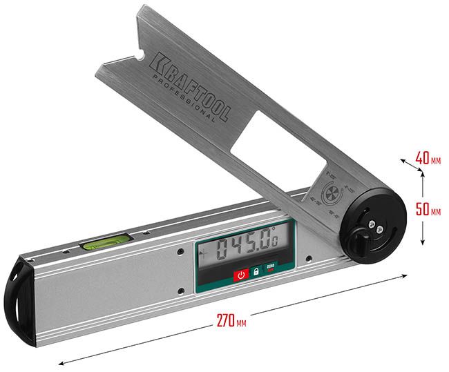 Угломер электронный 0-250° DAM-27 Kraftool 34684 - размеры