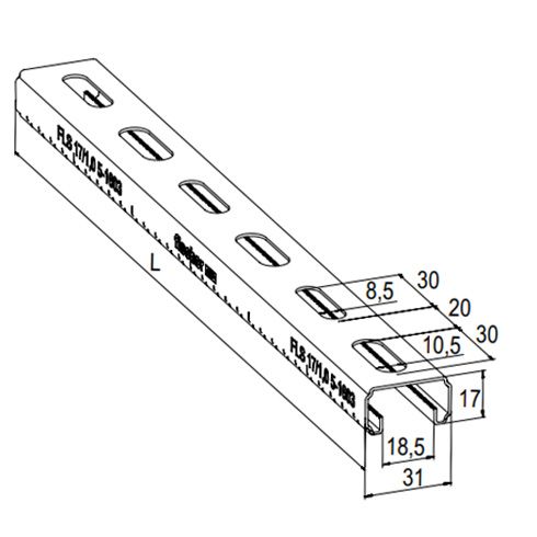 Профиль монтажный С-образный Fischer FLS 17-чертеж