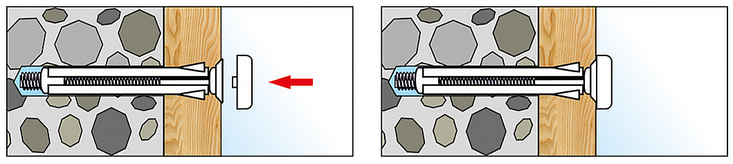 Заглушки для рамного дюбеля - монтаж