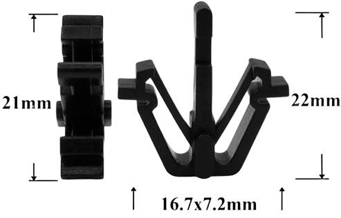 Клипса автомобильная крепежная фигурная AS-016 - размеры
