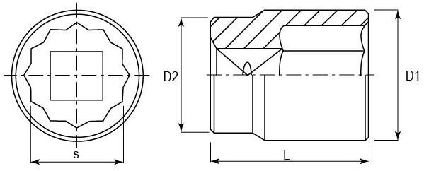 Торцевые головки 3/8"DR MAXI-DRIVE SAE 1/4"-7/8" Jonnesway - схема