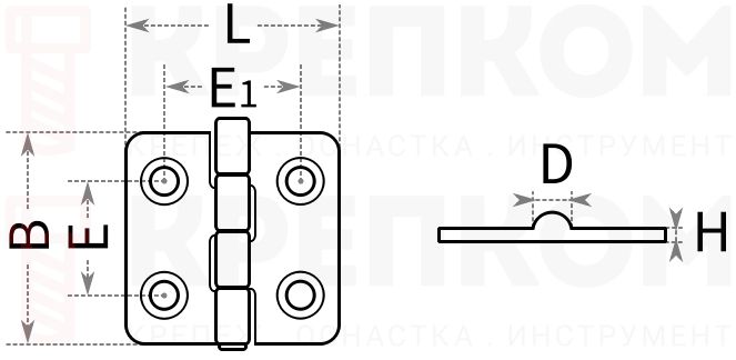 Дверная петля 8150 - схема, чертеж