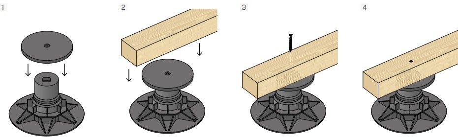 Шпунтовый оголовок 120 мм для регулируемой опоры SUP-M, Holz SUPMHEAD1 - установка