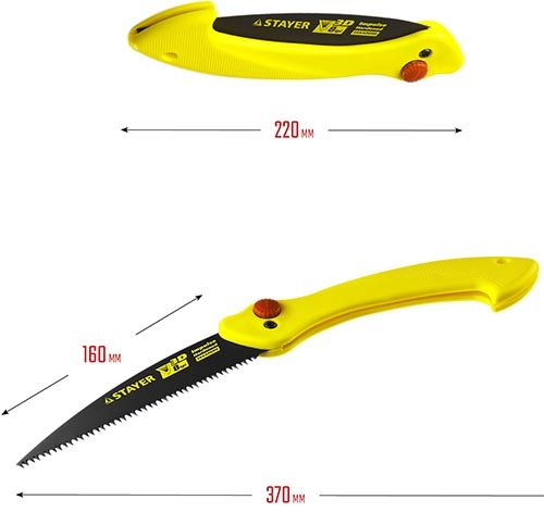 Ножовка складная походная 160 мм MaxCut Cobra Camp Stayer 15085 - размеры