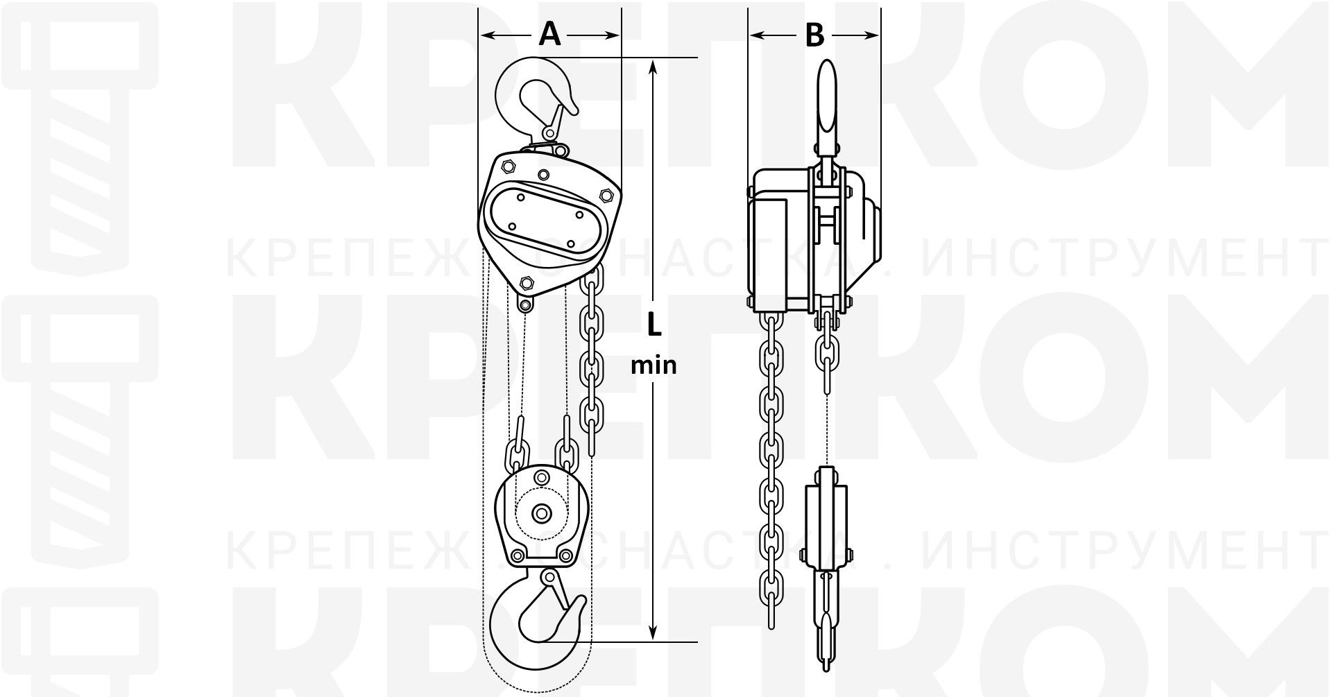 таль ручная цепная HS-A50 схема