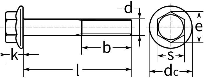 Болт с фланцем DIN 6921 - чертеж, схема, ISO 4162, Hexagon flange bolts