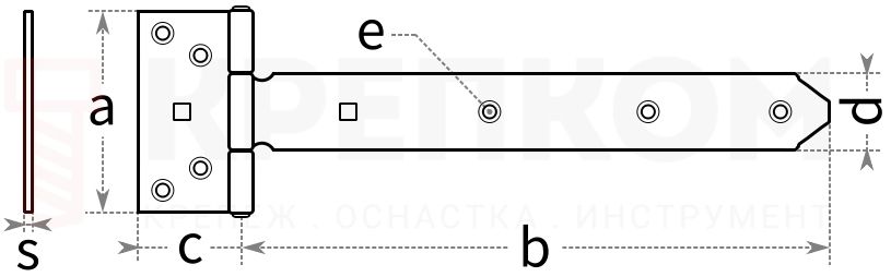Петля Т-образная для ворот - схема, чертеж