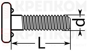 Болт приварной М8х30 артикул 1/41410-108 - схема, чертеж