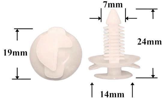 Клипса автомобильная крепежная нажимная AS-1293 - схема