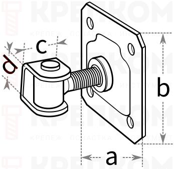 Петля воротная приварная - схема, чертеж