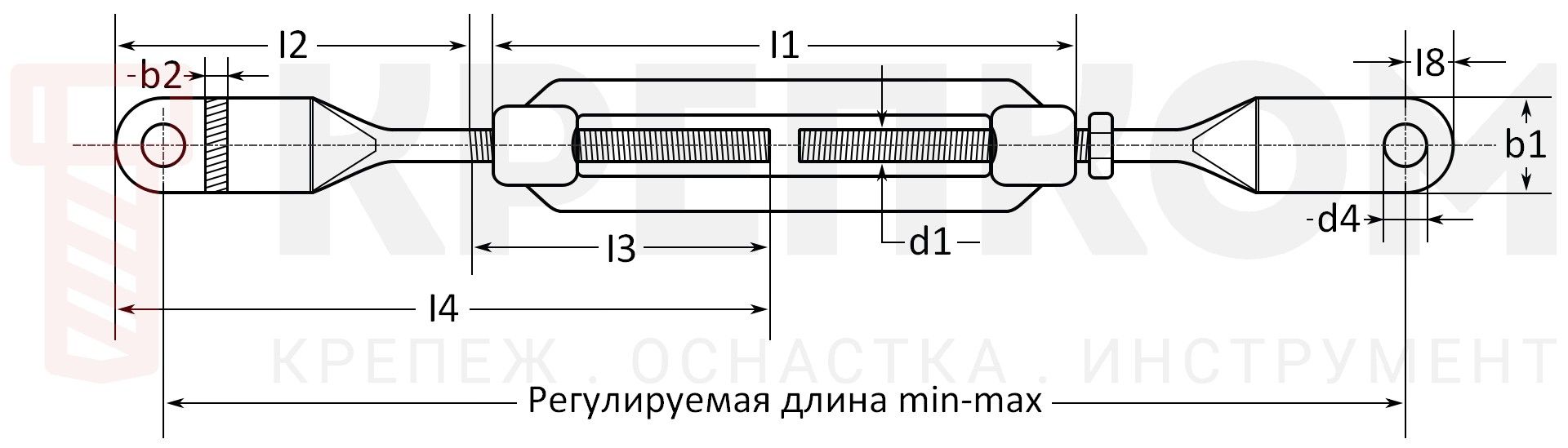 талреп с плоскими листовыми винтами din 1480 sp-bs-s схема