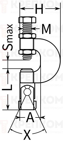 Струбцина с шарниром MUPRO FLS - схема, чертеж