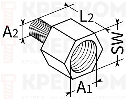 Переходник внутренняя/наружная резьба Fischer RD - схема