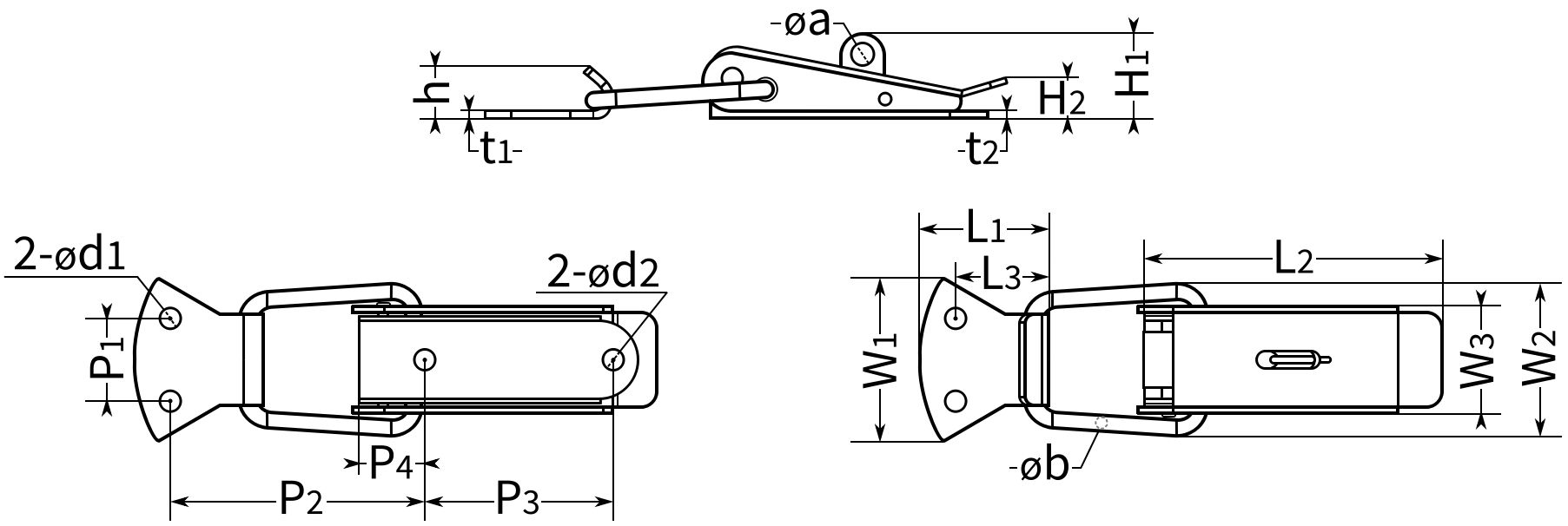 Замок-защелка с ушком L=100 B313C - схема