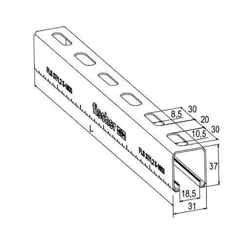 Профиль монтажный С-образный Fischer FLS 37-чертеж