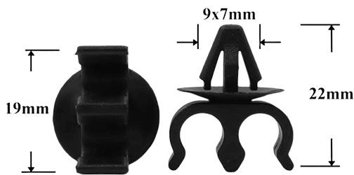 Клипса автомобильная для проводов и трубок AS-1380 - схема