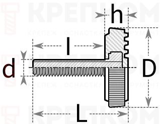 Опора регулируемая с резьбовым стержнем, основание с насечками 32М8-25ЧН - схема